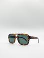 Brown 70's Navigator Sunglasses In Tortoiseshell, Image 3 of 5