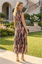 Black Abstract Print Ruched Dress, Image 3 of 4