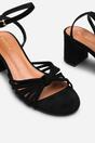 Black Blossy Knotted Block Heel Sandal With Ankle Strap, Image 5 of 6
