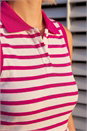 Pink Stripe Collar Vest Top, Image 4 of 4