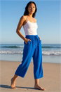 Blue Petite Elasticated Waist Cropped Trousers , Image 1 of 4