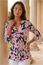 Black Petite Abstract Print Knot Front Top, Image 1 of 4