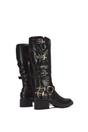 Black 'Cobra' Harness Square toe Knee High Biker Boots, Image 4 of 7
