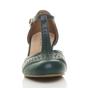 Dark Green Mid Heel Comfort T-Bar Brogue Heels, Image 6 of 6