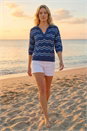  Stripe Wave Knit Polo Top, Image 2 of 4