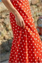 Red Polka Dot Panel Midi Dress, Image 4 of 4