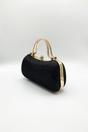 Black Diamonte Handle Glitter Clutch Bag with Chain Strap, Image 3 of 5