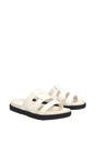 White XY LONDON White 'Aurelia' Flat Slider Sandals With Comfortable Footbed, Image 3 of 6