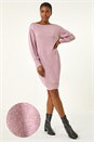 Light Pink Shimmer Slash Neck Jumper Dress, Image 2 of 6