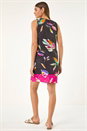 Fuchsia Leaf Print Shift Dress, Image 3 of 5