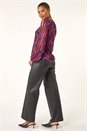 PINK Stripe Print Mesh Overlay Top, Image 3 of 5