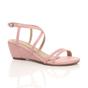 Light Pink AJVANI Light Pink Mid Wedge Heel Crossed Straps Sandals, Image 1 of 6