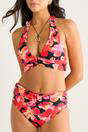 Black Gini London Black Contrast Floral High Waisted Bikini Bottom, Image 3 of 4