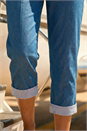Denim Contrast Detail Cropped Stretch Trousers, Image 4 of 4