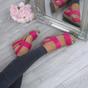 Fuchsia Low Wedge Heel Strappy Slingback Sandals, Image 5 of 6
