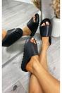 Black iKrush Black Lou Slip On Sandals, Image 3 of 8