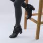Black Mid Cuban Heel Pixie Lace Up Granny Ankle Boots, Image 5 of 8