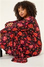 Red Curve Floral Print Stretch Dress, Image 1 of 5