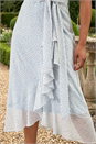 Blue Petite Ditsy Floral Frill Midi Dress , Image 4 of 4