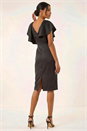 Black Satin Ruffle Sleeve Dress, Image 4 of 6