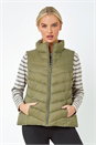 Khaki Petite Quilted Padded Gilet, Image 5 of 5