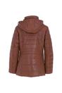 Tan 'Walbusch' Genuine Leather Quilted Hooded Jacket, Image 4 of 5