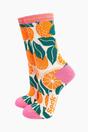 Cream Orange Fruit Tree Bamboo Socks, Image 1 of 4