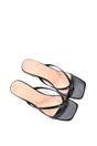 Black XY LONDON Black 'Tiana' Kitten Heel Sandal Mules With Toe Post, Image 4 of 5
