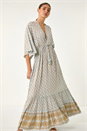 Light Blue  Shimmer Boho Border Maxi Dress, Image 4 of 5