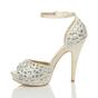 Ivory High Heel Gem Ankle Strap Peep Toe 2 Part Heels, Image 3 of 5