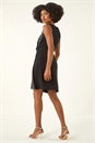 Black Side Twist Sleeveless Glitter Dress, Image 3 of 6
