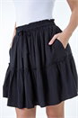 Black Dusk Tiered Tie Detail Pocket Mini Skirt, Image 1 of 5