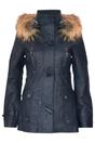 Navy Lamb Leather Parka Fur Hood Jacket, Image 2 of 6