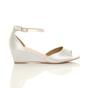 White AJVANI White Mid Wedge Heel Ankle Strap Sandals, Image 2 of 6