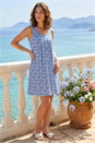 Blue Petite Floral Print Pocket Dress, Image 3 of 4