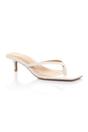 Neutral AJVANI Neutral Low Kitten Heel Toe Post Slip On Square Toe Sandals, Image 1 of 5