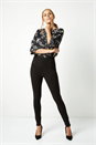 Black Popper Detail Ponte Trousers, Image 3 of 4
