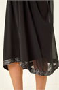 Black Curve Sequin Chiffon Overlay Dress, Image 5 of 5