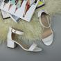 White AJVANI White Mid Block Heel Ankle Strap Sandals, Image 4 of 6