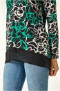 Green Floral Print Chiffon Hem Top, Image 5 of 5