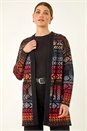 Black Jacquard Longline Knit Cardigan, Image 4 of 5
