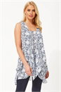 Ivory Paisley Print Crinkle Tunic Top, Image 1 of 8