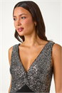Silver Contrast Sequin Bodice Maxi Dress, Image 4 of 5