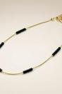 Gold Golden Brass Black Pearl Minimalist Thin Slim Foot Payal Anklet, Image 1 of 2