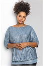 Silver Curve Shimmer Pleated Blouson Top, Image 1 of 5