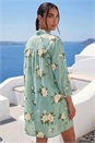 Sage Floral Cotton Blend Longline Tunic Shirt, Image 3 of 4