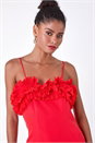 Red Frill Detail Stretch Dress, Image 4 of 7