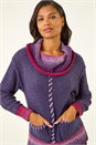 Purple Roll Neck Patch Pocket Knit Jumper, Image 4 of 5