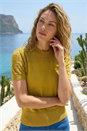 Olive Pointelle Knit Top, Image 2 of 4