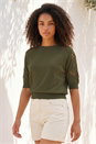 KHAKI Dusk Crochet Sleeve Knit Top, Image 2 of 4